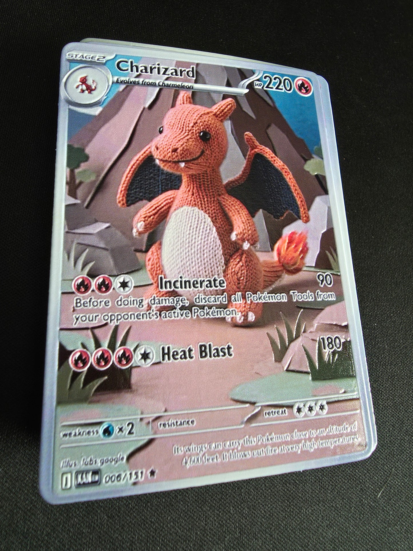 Charizard Yarn 3D UV Printed Card
