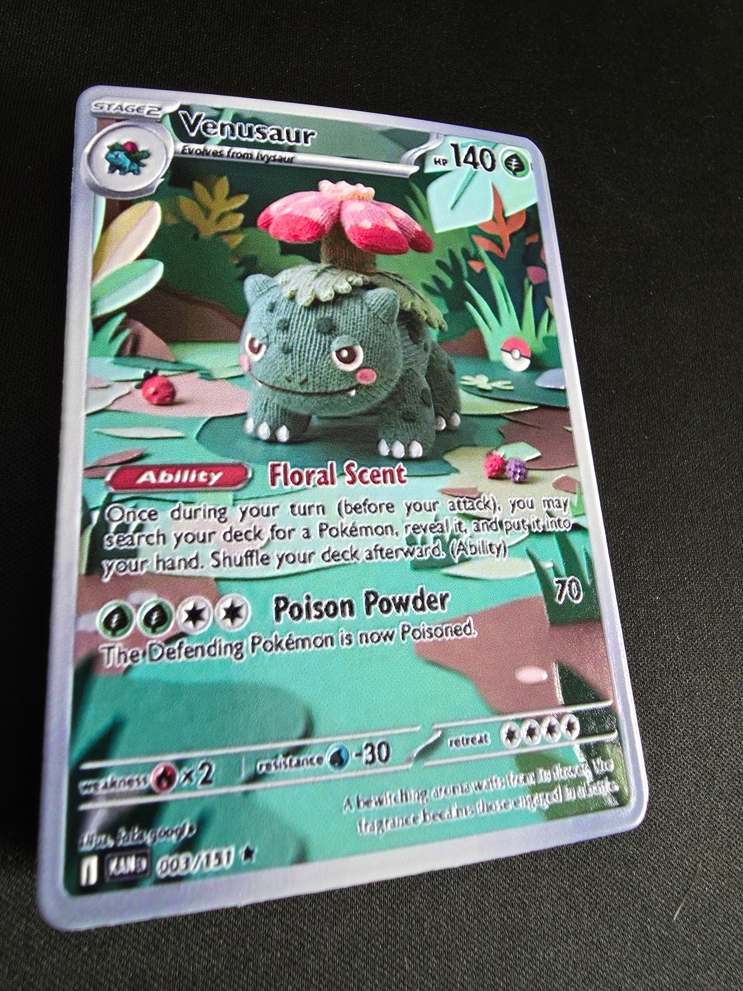 Venusaur Yarn 3D UV Printed Card